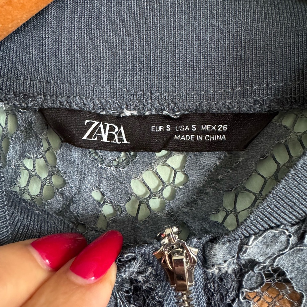 Zara Charcoal Lace Accent Blouse - Picture 4 of 8